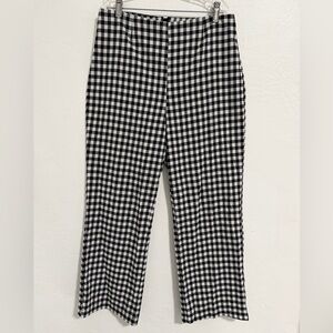 WAYF Gingham Crop Flare Pants Womens Medium Mid Rise Stretch